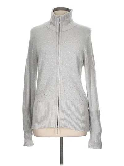 Pre-owned Boston Proper Cardigan Sweater In Silver