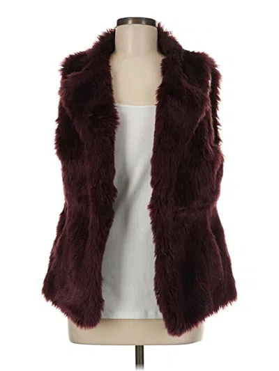 Pre-owned Boston Proper Faux Fur Vest In Burgundy