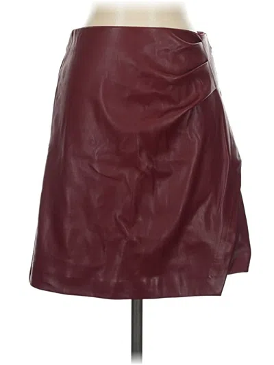 Pre-owned Boston Proper Faux Leather Skirt In Burgundy