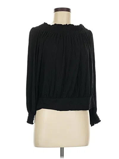 Pre-owned Boston Proper Long Sleeve Blouse In Black