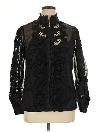 Pre-owned Boston Proper Long Sleeve Blouse In Black