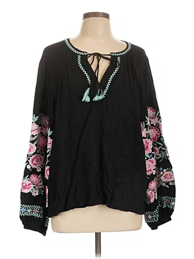 Pre-owned Boston Proper Long Sleeve Blouse In Black