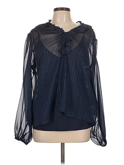 Pre-owned Boston Proper Long Sleeve Blouse In Blue