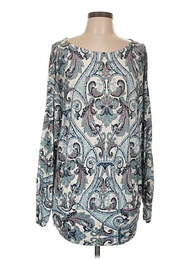 Pre-owned Boston Proper Long Sleeve Blouse In Blue