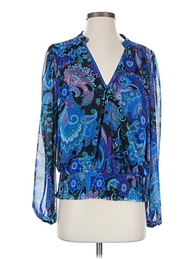 Pre-owned Boston Proper Long Sleeve Blouse In Blue