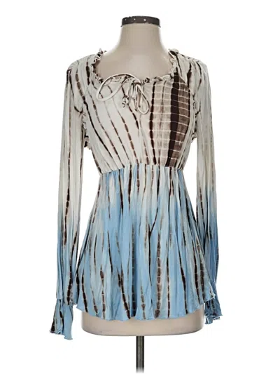 Pre-owned Boston Proper Long Sleeve Blouse In Blue
