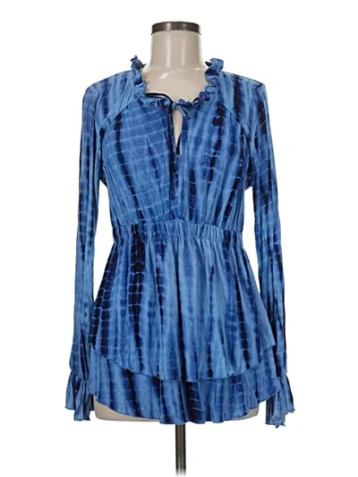 Pre-owned Boston Proper Long Sleeve Blouse In Blue