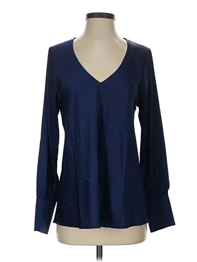 Pre-owned Boston Proper Long Sleeve Blouse In Blue