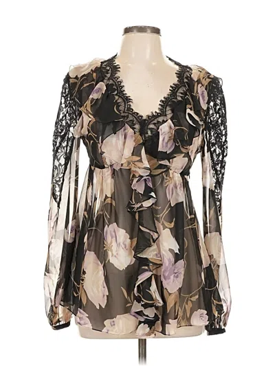 Pre-owned Boston Proper Long Sleeve Blouse In Brown