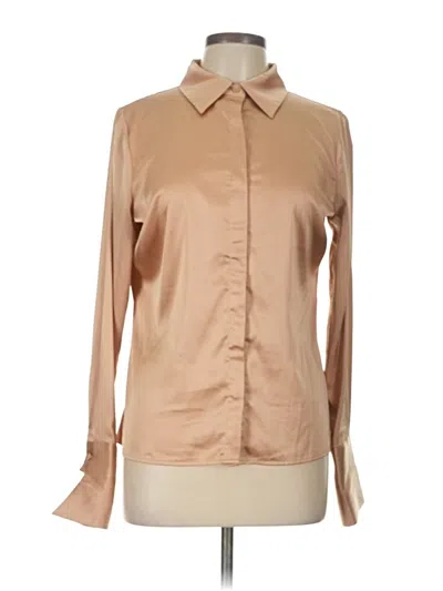 Pre-owned Boston Proper Long Sleeve Blouse In Brown