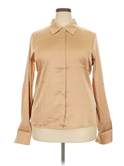 Pre-owned Boston Proper Long Sleeve Blouse In Brown