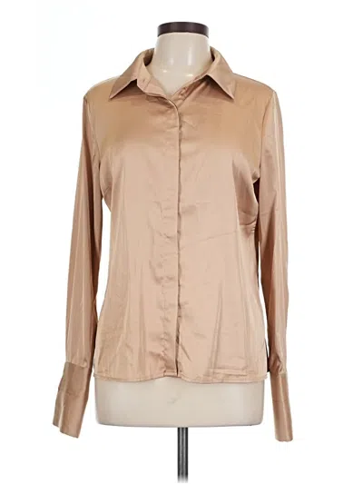 Pre-owned Boston Proper Long Sleeve Blouse In Brown