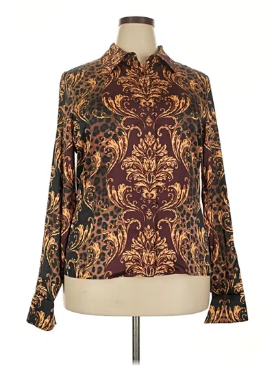 Pre-owned Boston Proper Long Sleeve Blouse In Brown