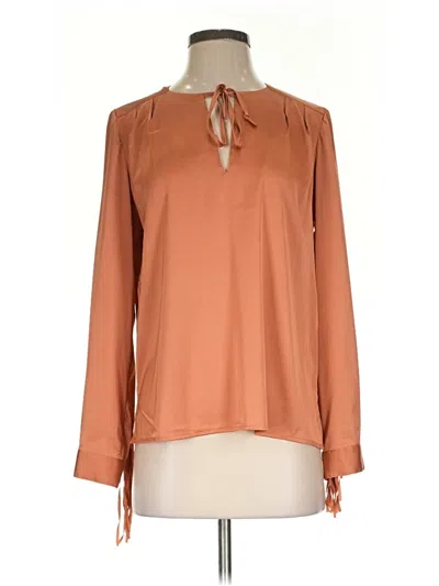Pre-owned Boston Proper Long Sleeve Blouse In Brown