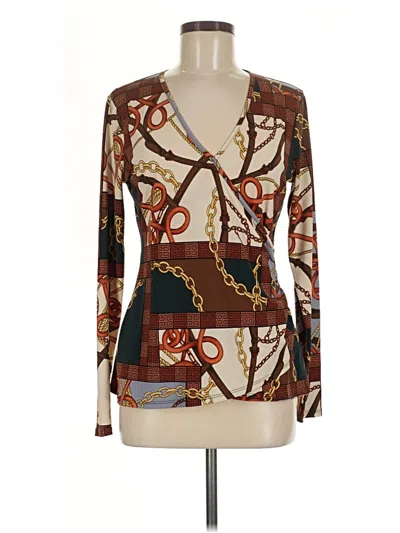 Pre-owned Boston Proper Long Sleeve Blouse In Brown
