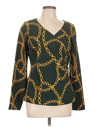 Pre-owned Boston Proper Long Sleeve Blouse In Green