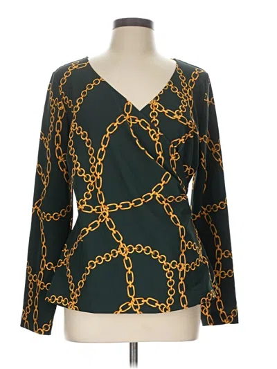 Pre-owned Boston Proper Long Sleeve Blouse In Green
