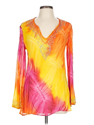 Pre-owned Boston Proper Long Sleeve Blouse In Orange