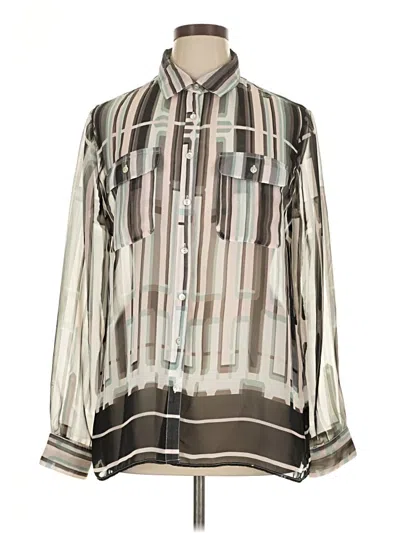 Pre-owned Boston Proper Long Sleeve Blouse In Silver