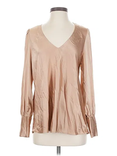Pre-owned Boston Proper Long Sleeve Blouse In Tan