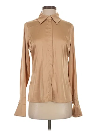 Pre-owned Boston Proper Long Sleeve Blouse In Tan