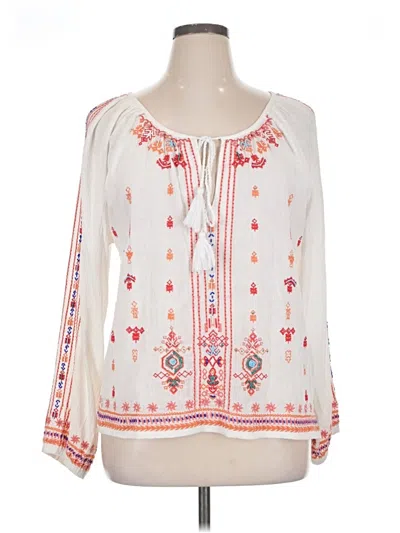 Pre-owned Boston Proper Long Sleeve Blouse In White