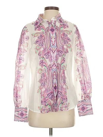 Pre-owned Boston Proper Long Sleeve Blouse In White