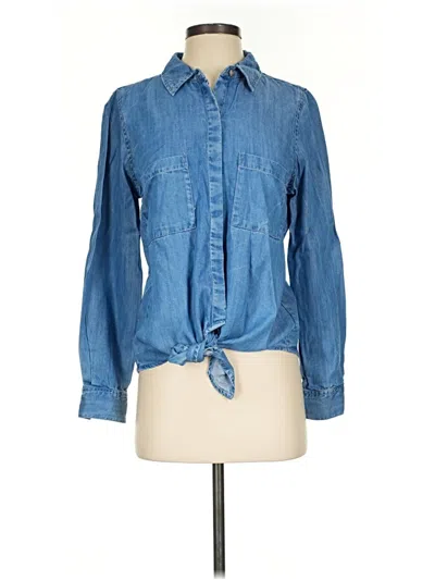 Pre-owned Boston Proper Long Sleeve Button Down Shirt In Blue
