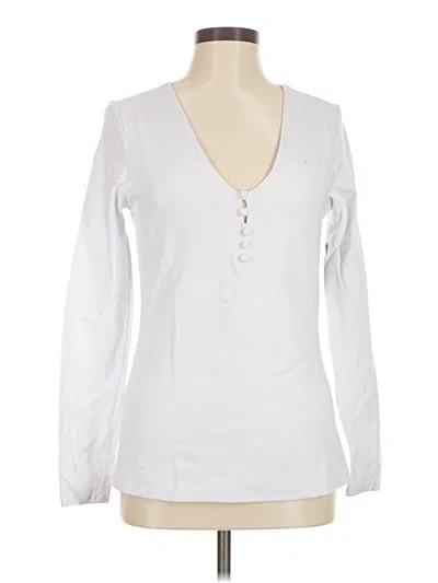 Pre-owned Boston Proper Long Sleeve Henley Shirt In White