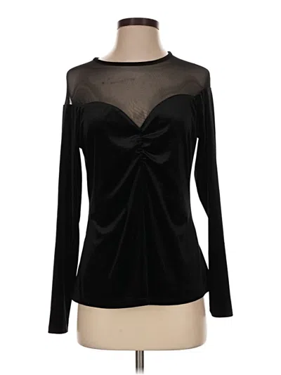 Pre-owned Boston Proper Long Sleeve Top Black Keyhole Neckline Tops
