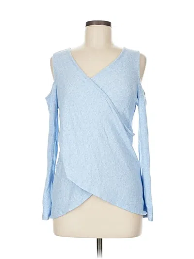 Pre-owned Boston Proper Long Sleeve Top Blue Cold Shoulder Neckline Tops