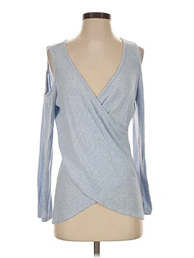 Pre-owned Boston Proper Long Sleeve Top Gray Cold Shoulder Neckline Tops