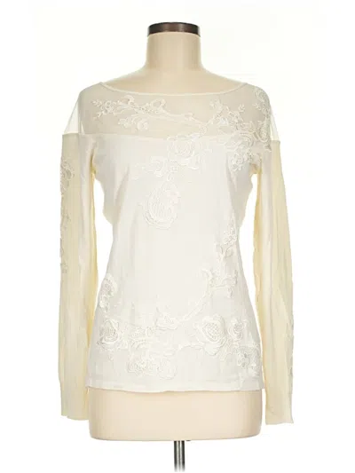 Pre-owned Boston Proper Long Sleeve Top Ivory Boatneck Tops