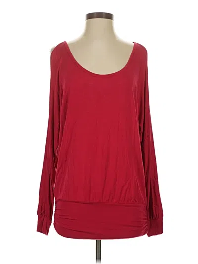 Pre-owned Boston Proper Long Sleeve Top Red Scoop Neck Tops