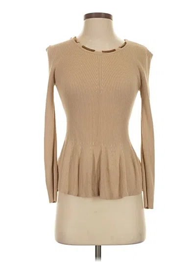 Pre-owned Boston Proper Long Sleeve Top Tan Crew Neck Tops