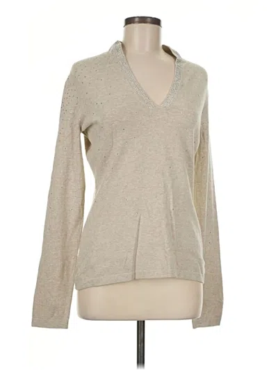 Pre-owned Boston Proper Long Sleeve Top Tan V-neck Tops