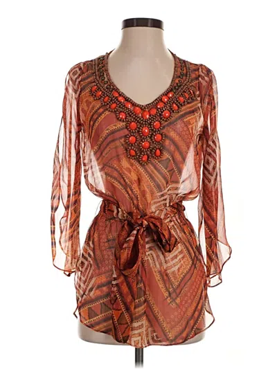 Pre-owned Boston Proper Short Sleeve Blouse In Orange