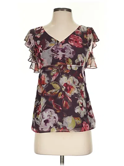 Pre-owned Boston Proper Short Sleeve Blouse In Purple