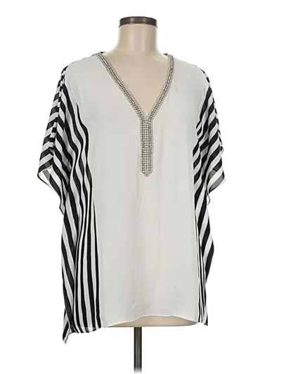 Boston Proper Short Sleeve Blouse In Silver