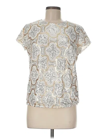 Pre-owned Boston Proper Short Sleeve Blouse In Silver