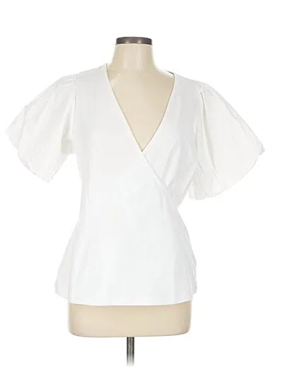 Pre-owned Boston Proper Short Sleeve Blouse In White