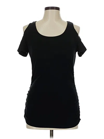 Pre-owned Boston Proper Short Sleeve Top Black Cold Shoulder Neckline Tops