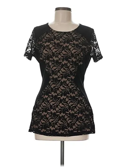 Pre-owned Boston Proper Short Sleeve Top Black Keyhole Neckline Tops