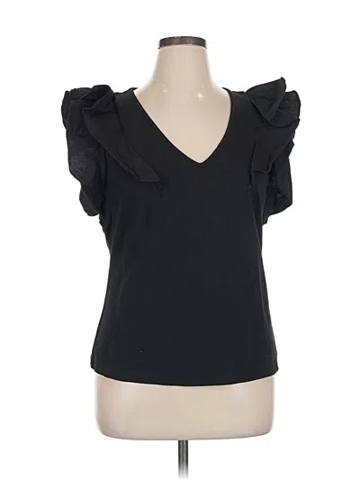 Pre-owned Boston Proper Short Sleeve Top Black Sweetheart Neckline Tops