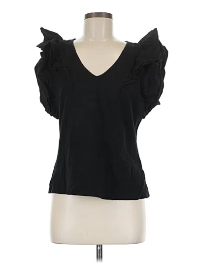 Pre-owned Boston Proper Short Sleeve Top Black Sweetheart Neckline Tops