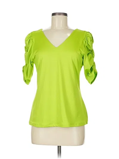 Pre-owned Boston Proper Short Sleeve Top Green Sweetheart Neckline Tops