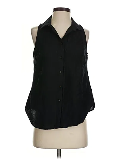 Pre-owned Boston Proper Sleeveless Button Down Shirt In Black