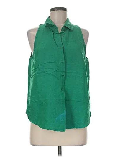 Pre-owned Boston Proper Sleeveless Button Down Shirt In Green