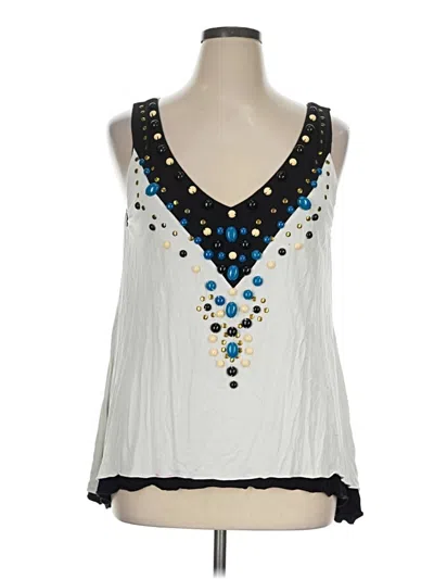 Pre-owned Boston Proper Tank Top Silver Plunge Neckline Tops