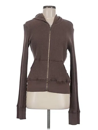 Pre-owned Boston Proper Zip Up Hoodie In Brown